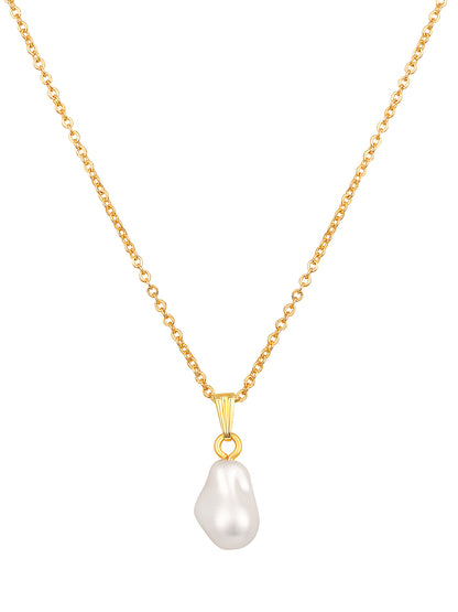 Gold-plated pearl charm pendant with chain for women – minimalist fashion necklace

