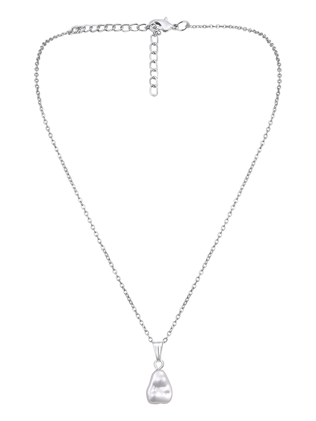 Silver pearl pendant with chain – elegant minimalist jewellery for women

