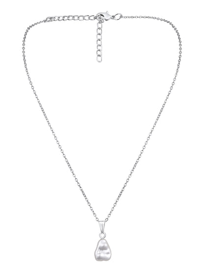 Silver pearl pendant with chain – elegant minimalist jewellery for women

