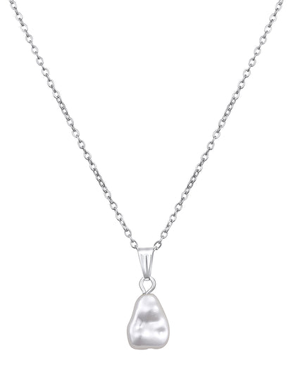 Silver pearl pendant with chain – elegant minimalist jewellery for women
