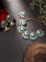 Peacock Inspired Meenakari Choker Jewellery Set For Bride To Be