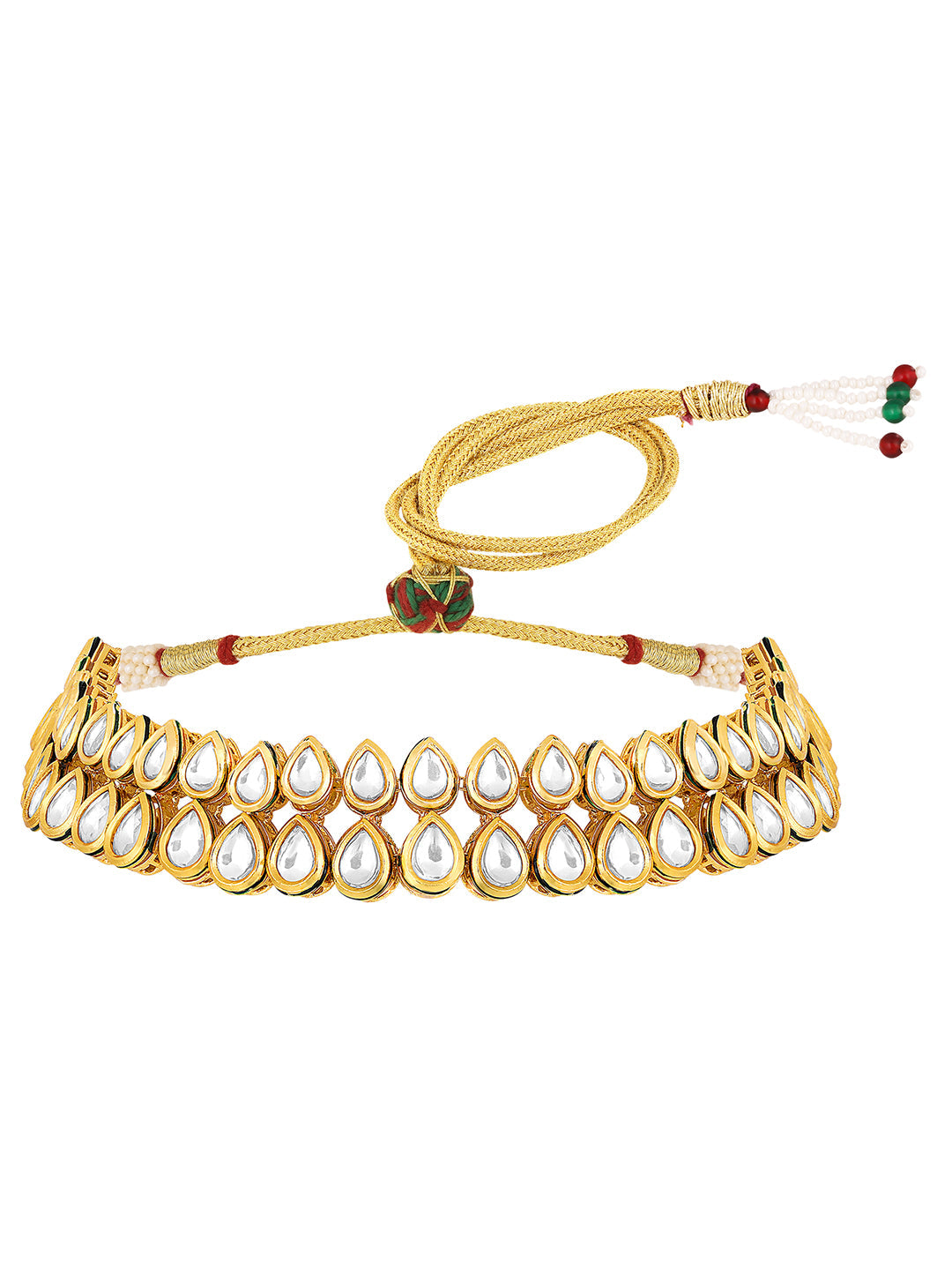 Gold-Plated Kundan Necklace Set With Drop Earring