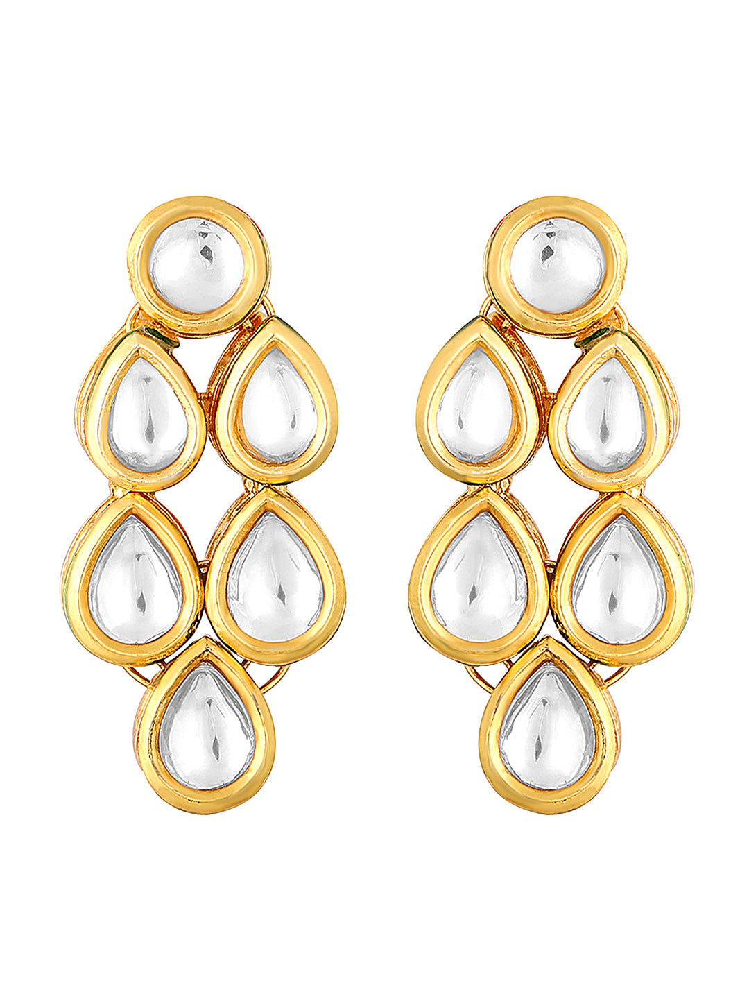 Gold-Plated Kundan Necklace Set With Drop Earring