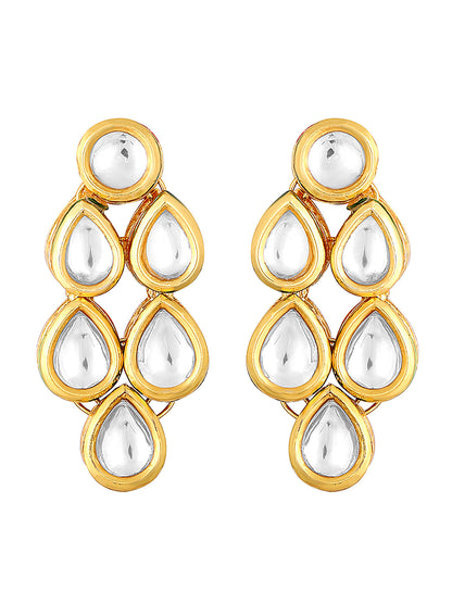 Gold-Plated Kundan Necklace Set With Drop Earring