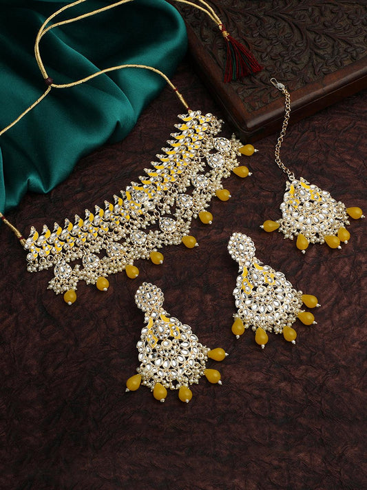 Chic Meenakari Pearl Choker Set - ASMITTA Jewellery