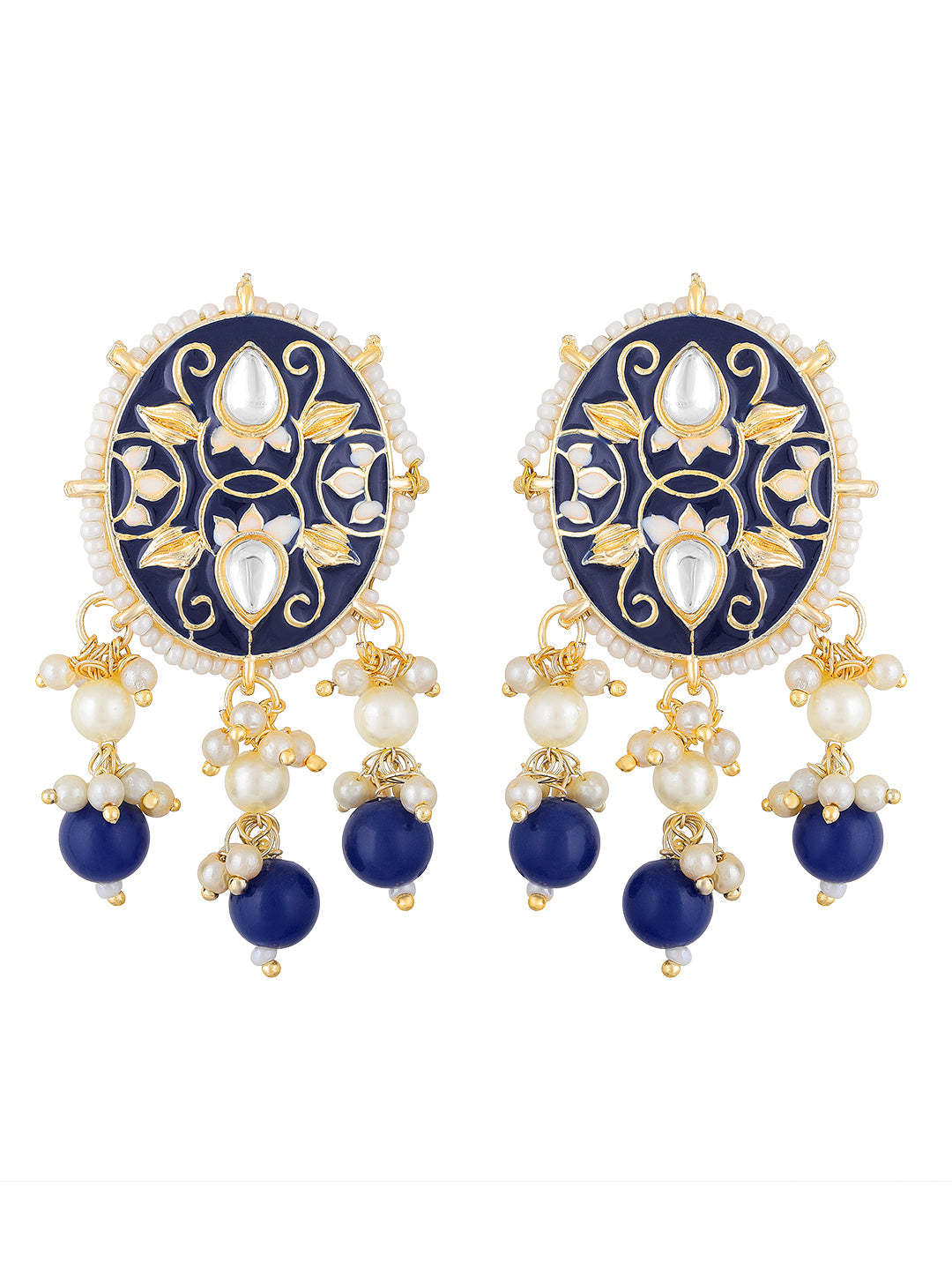 Gold-Plated Kundan Necklace Set With Drop Earring