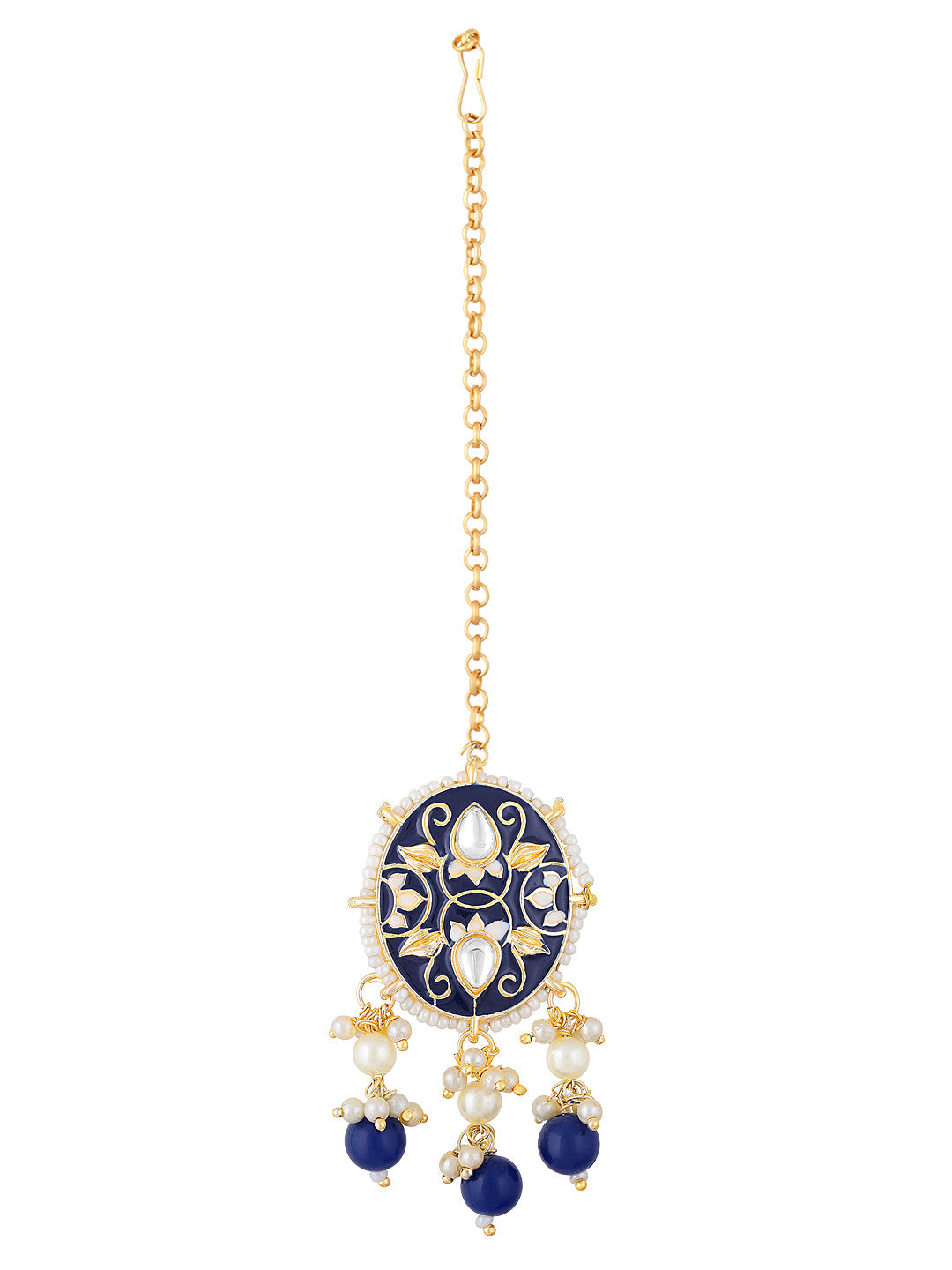 Gold-Plated Kundan Necklace Set With Drop Earring