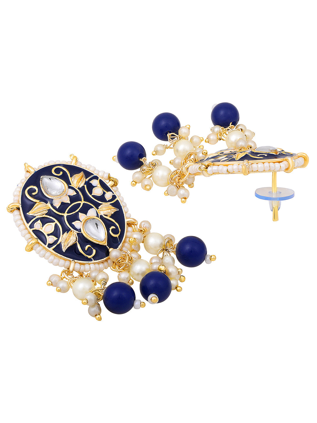 Gold-Plated Kundan Necklace Set With Drop Earring