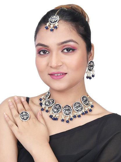 Gold-Plated Kundan Necklace Set With Drop Earring