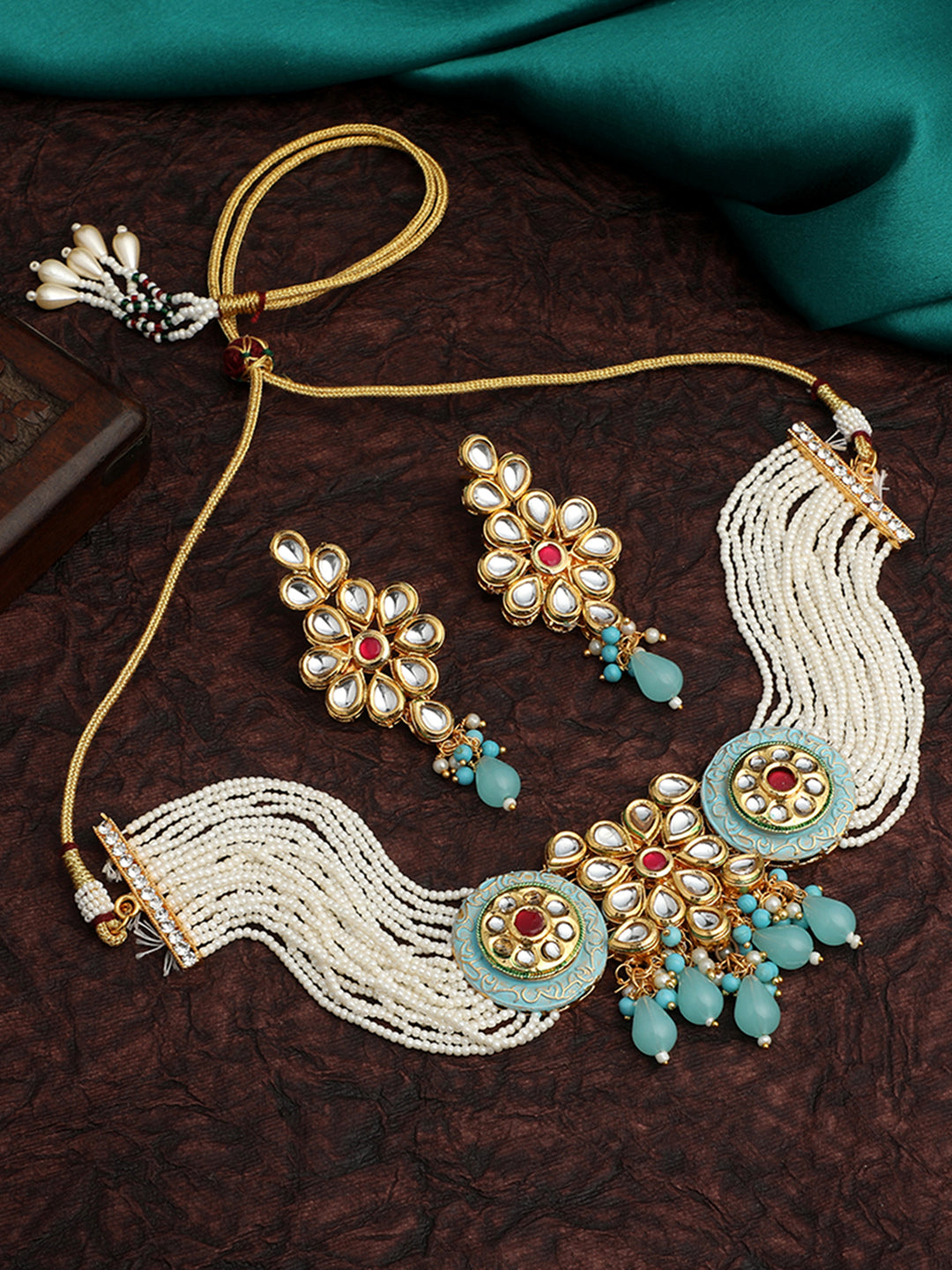 Elegant Pearl Meenakari Choker Set