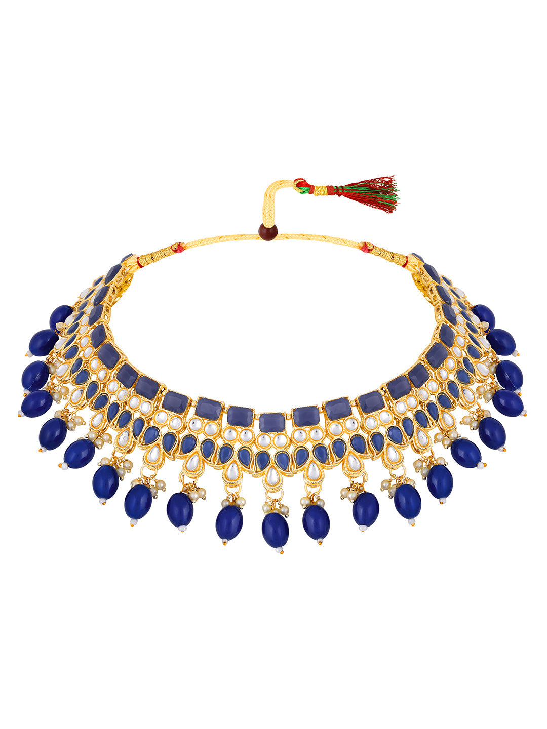 Gold-Plated Pearl Necklace Set With Dangle Earrings