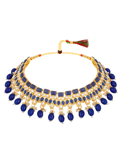 Gold-Plated Pearl Necklace Set With Dangle Earrings