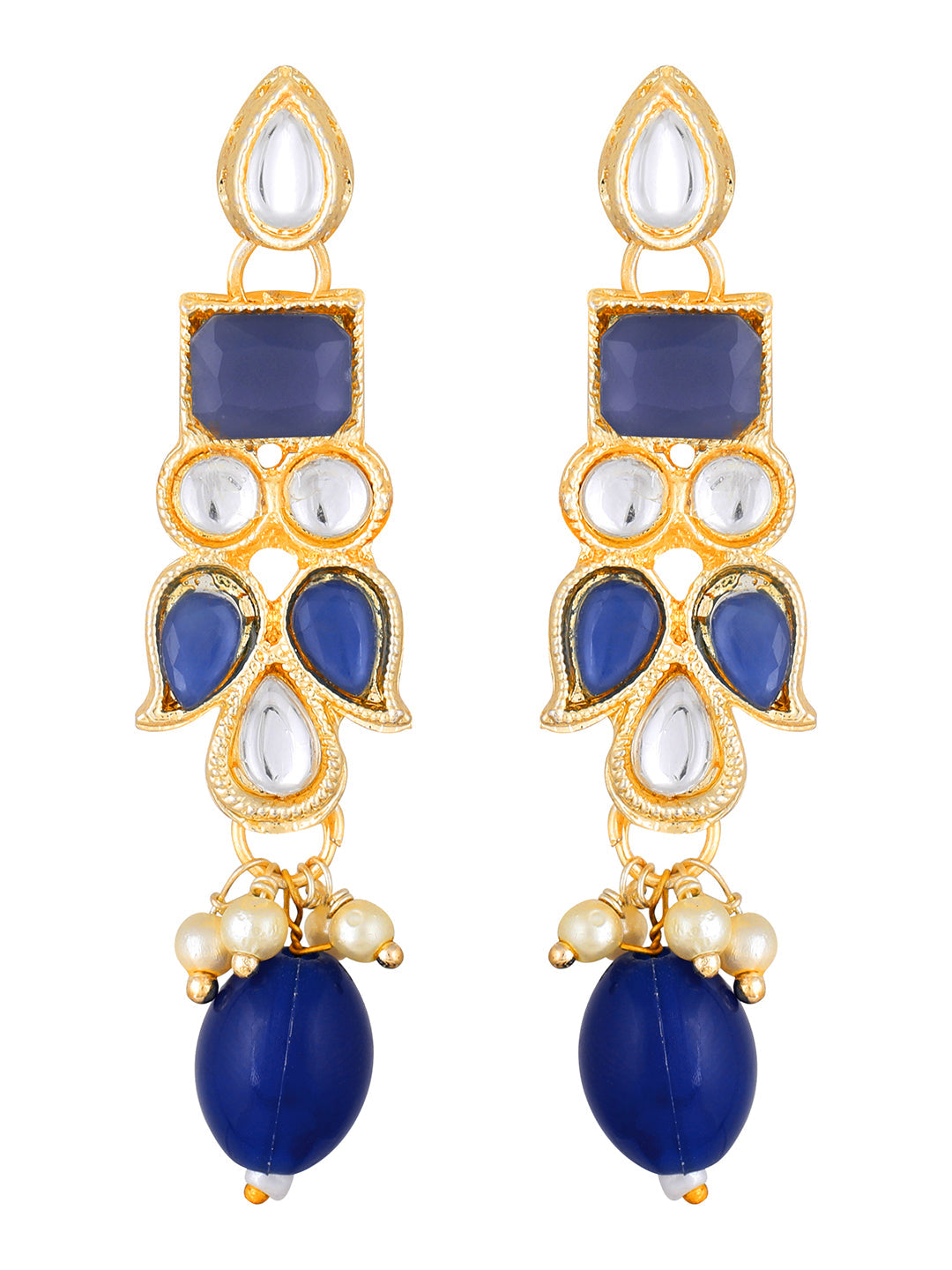 Gold-Plated Pearl Necklace Set With Dangle Earrings