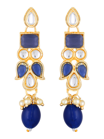 Gold-Plated Pearl Necklace Set With Dangle Earrings