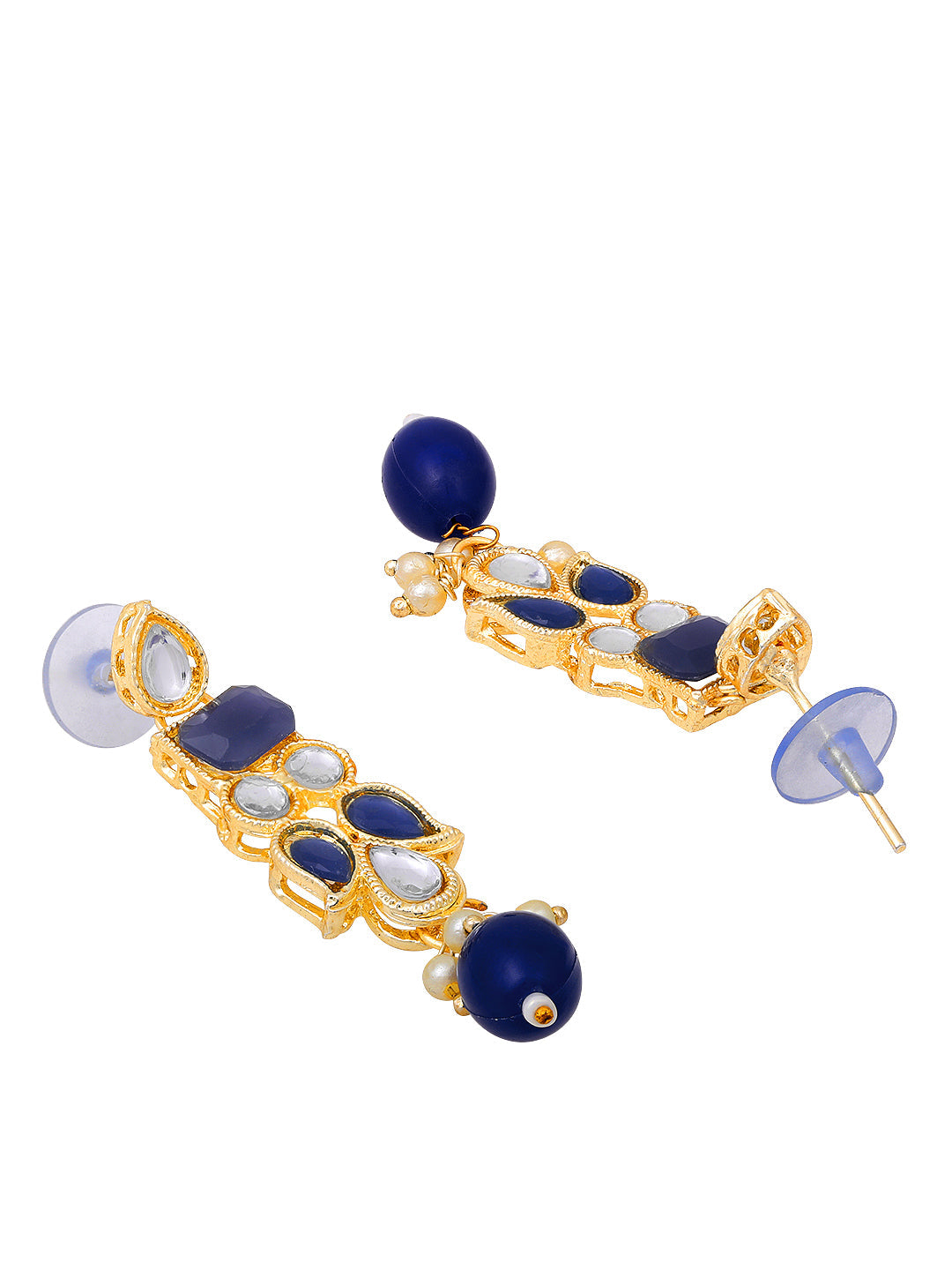 Gold-Plated Pearl Necklace Set With Dangle Earrings