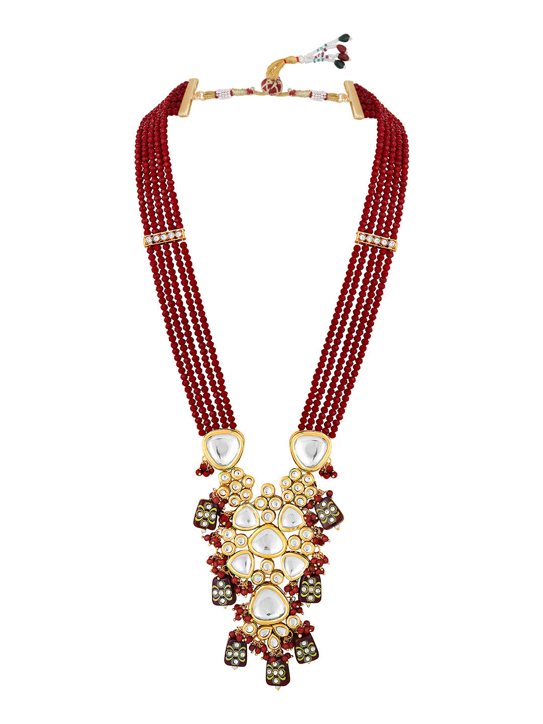 Gold-Plated Kundan Pearl Necklace Set With Jhumka Earring