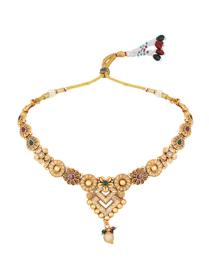 Multicolor Kundan Pearl Gold-Plated Dangle Earrings