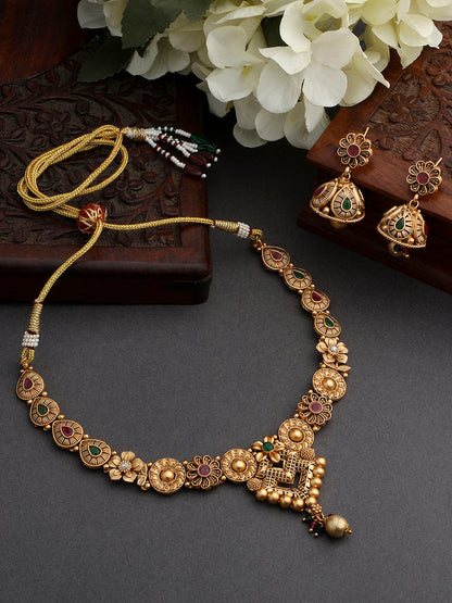 Multicolor Kundan Pearl Gold-Plated Dangle Earrings