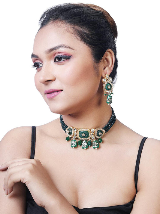 Gold Plated Radiant Pearl Choker Set - ASMITTA Jewellery 