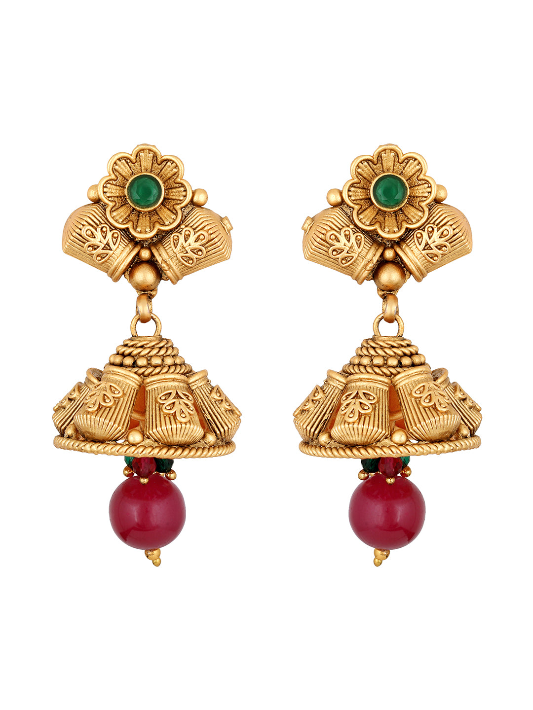 Multicolor Pearl Gold-Plated Dangle Earrings