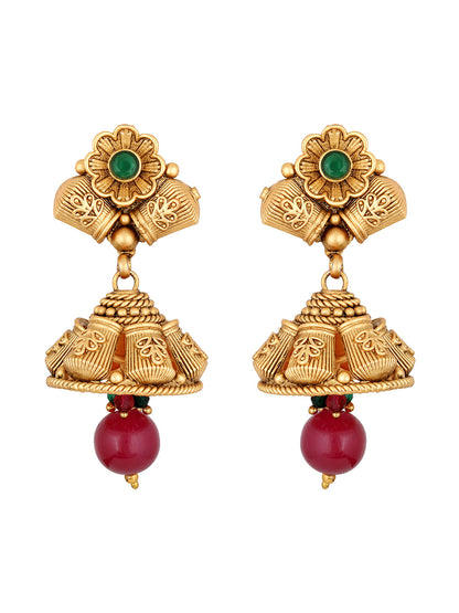 Multicolor Pearl Gold-Plated Dangle Earrings
