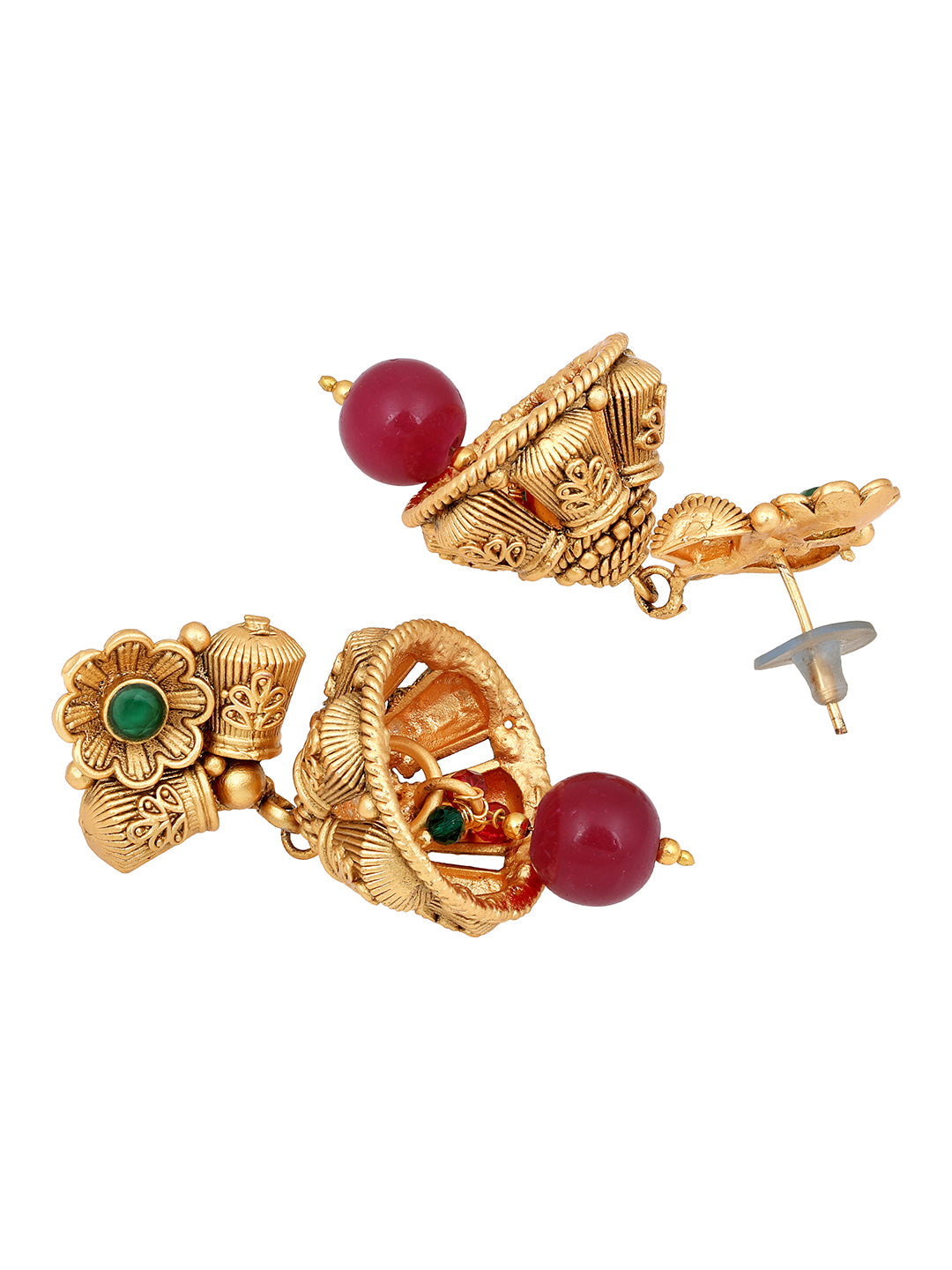 Multicolor Pearl Gold-Plated Dangle Earrings