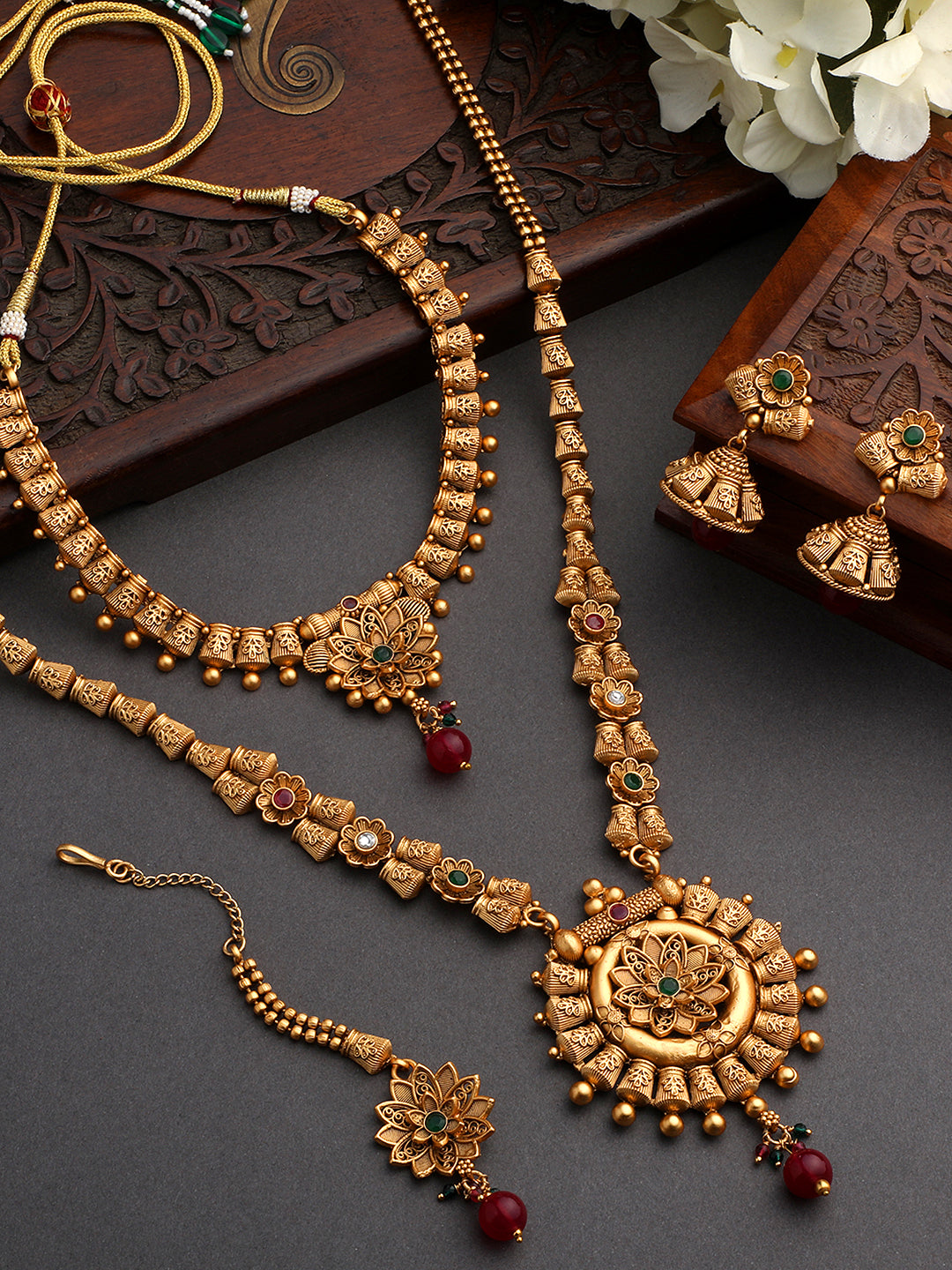 Gold Toned Long Necklace set