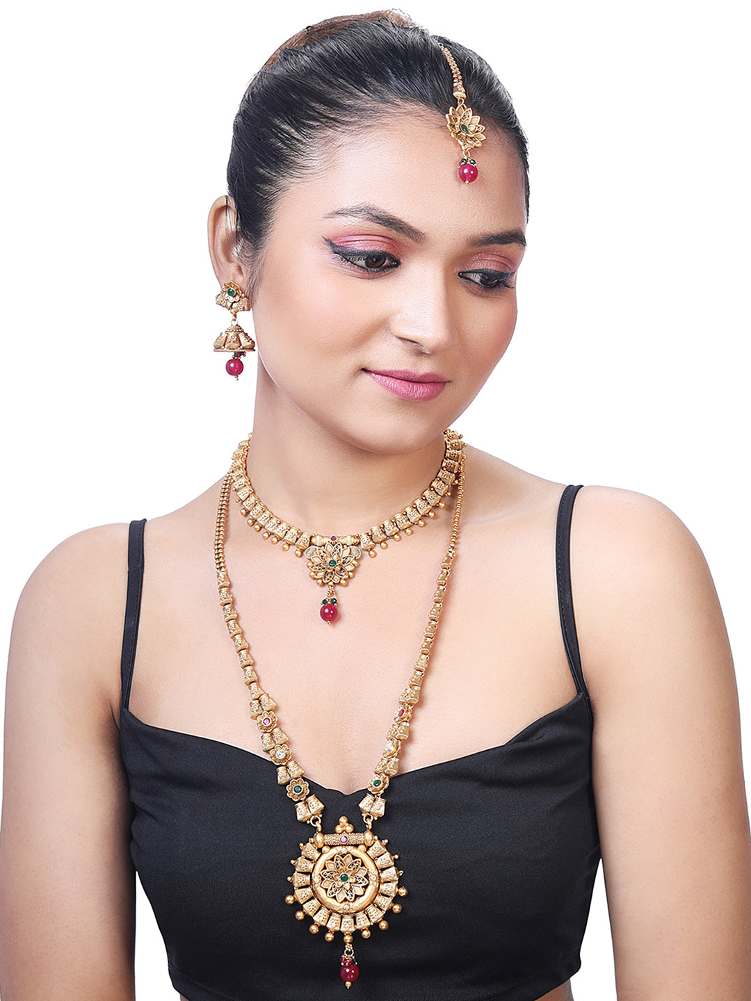 Multicolor Pearl Gold-Plated Dangle Earrings