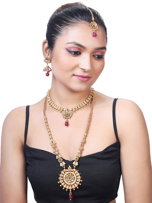 Multicolor Pearl Gold-Plated Dangle Earrings