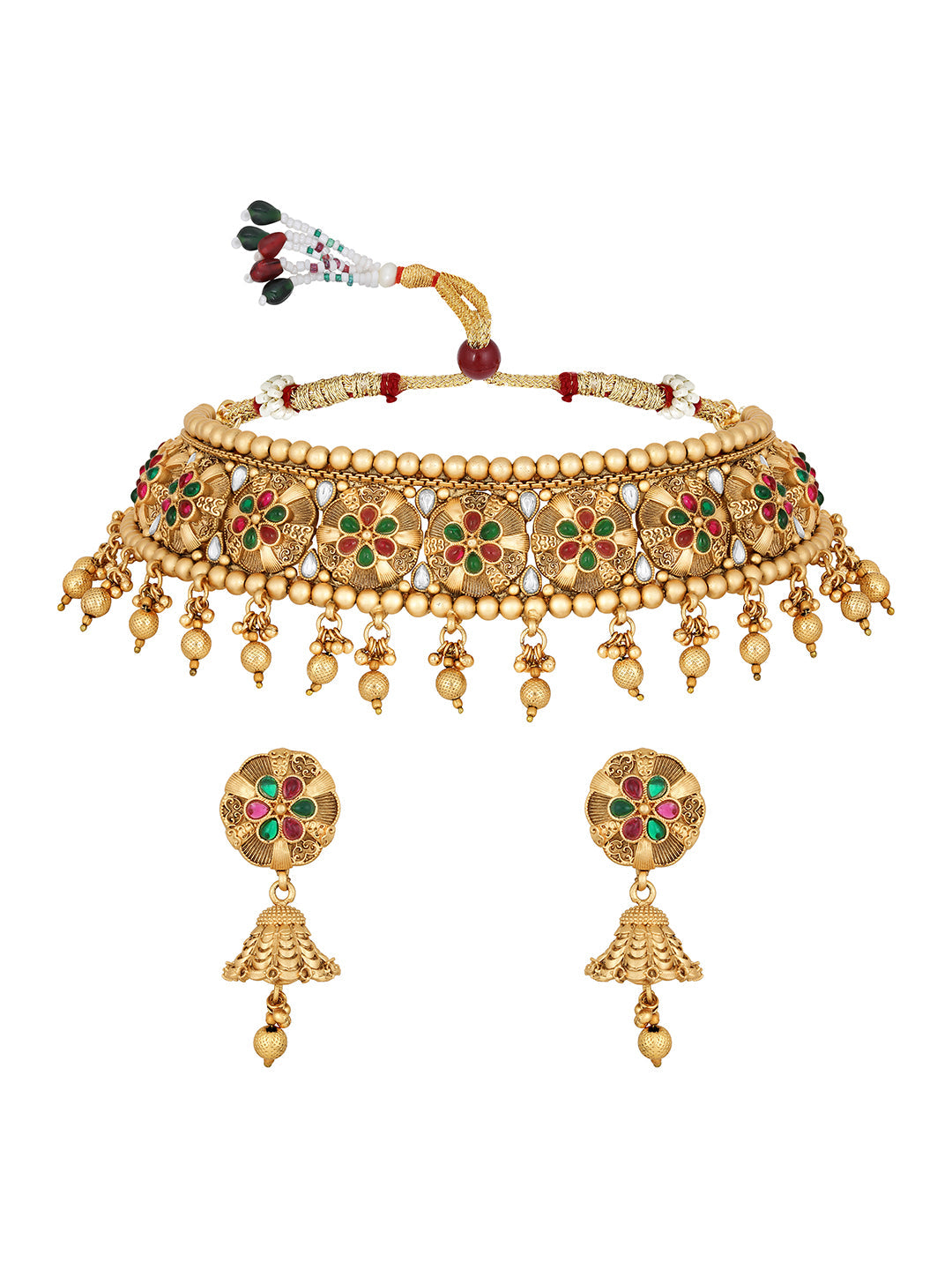 Multicolor Artificial Stonepearl Gold-Plated Dangle Earrings