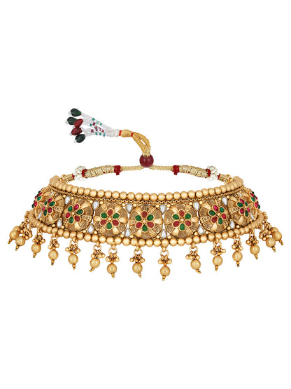 Multicolor Artificial Stonepearl Gold-Plated Dangle Earrings