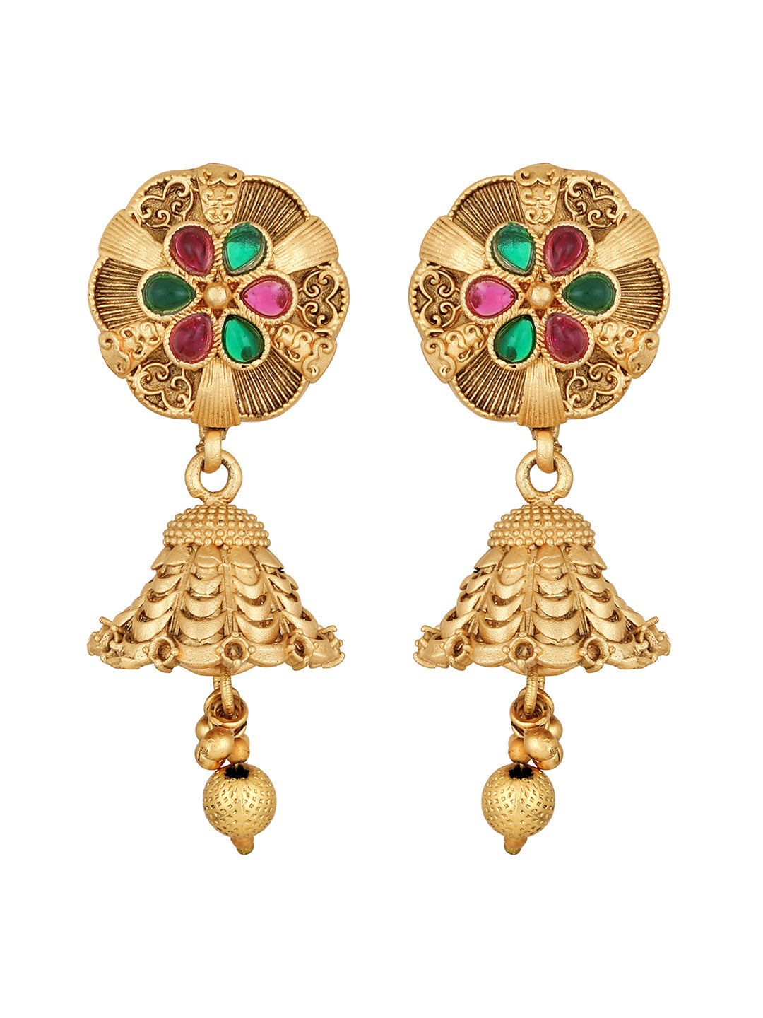 Multicolor Artificial Stonepearl Gold-Plated Dangle Earrings
