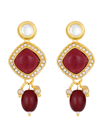 Regal Maroon Pearl Kundan Set