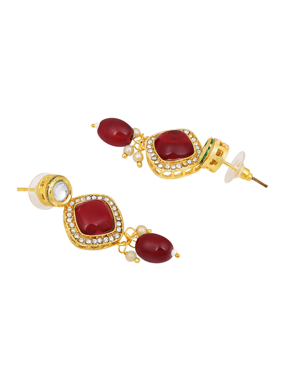 Regal Maroon Pearl Kundan Set