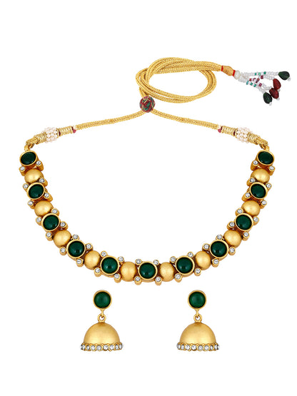 Gold Plated Artificial Stone Studded Ethnic Choker Jewellery Set