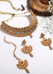 Gold Toned Temple Jewellery Set