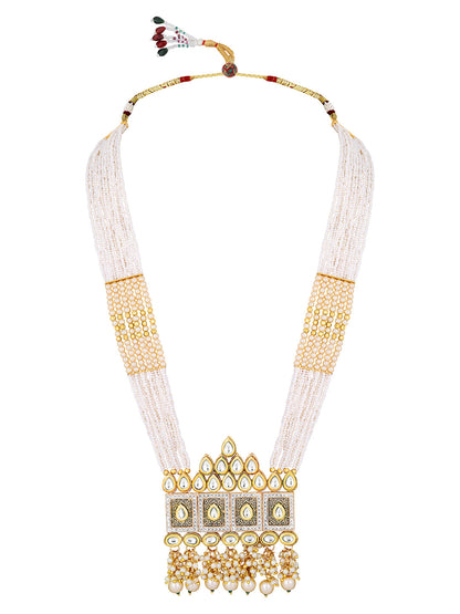 Gold-Plated Pearl Necklace Setwith Dangle Earrings