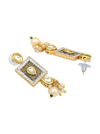 Gold-Plated Pearl Necklace Setwith Dangle Earrings