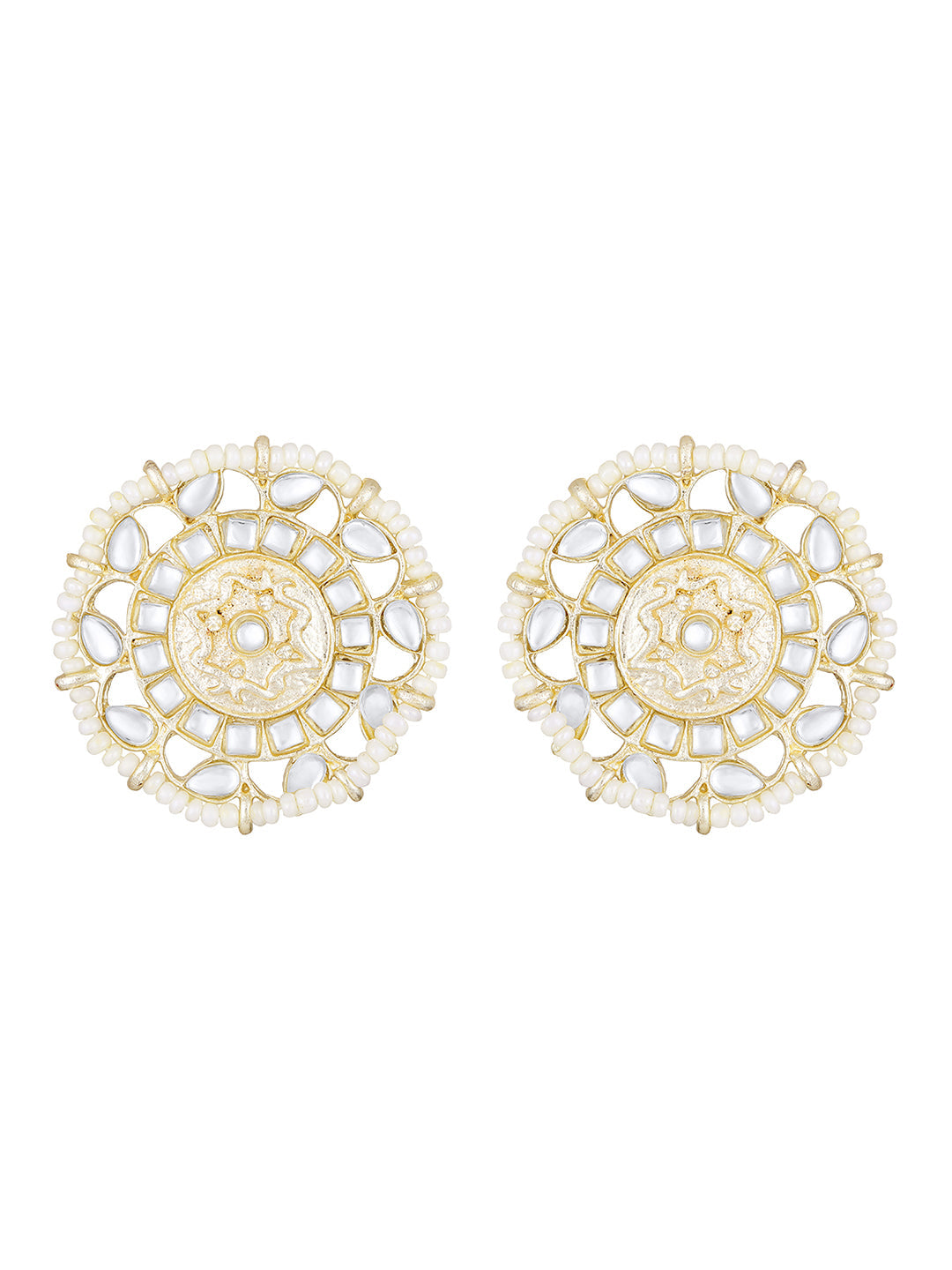 Gold-Plated Kundan Pearl Necklace Setwith Drop Earring