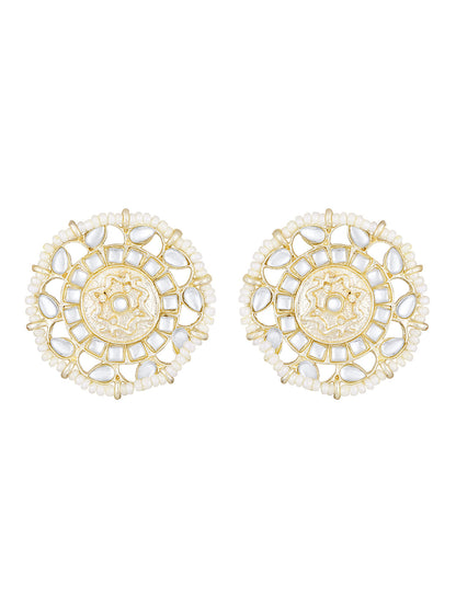 Gold-Plated Kundan Pearl Necklace Setwith Drop Earring