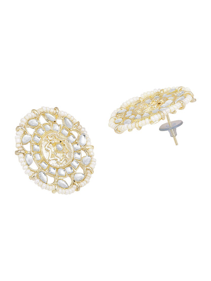 Gold-Plated Kundan Pearl Necklace Setwith Drop Earring