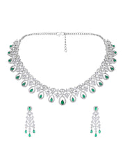 Stunning Eye-Catchy Silver Toned CZ-Studded Jewellery Set