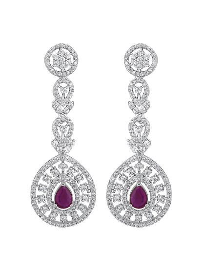 Chic Blush Elegance: Rhodium-Plated White & Pink CZ Jewellery Set