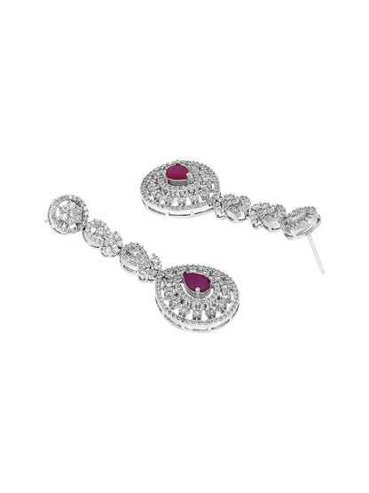 Chic Blush Elegance: Rhodium-Plated White & Pink CZ Jewellery Set