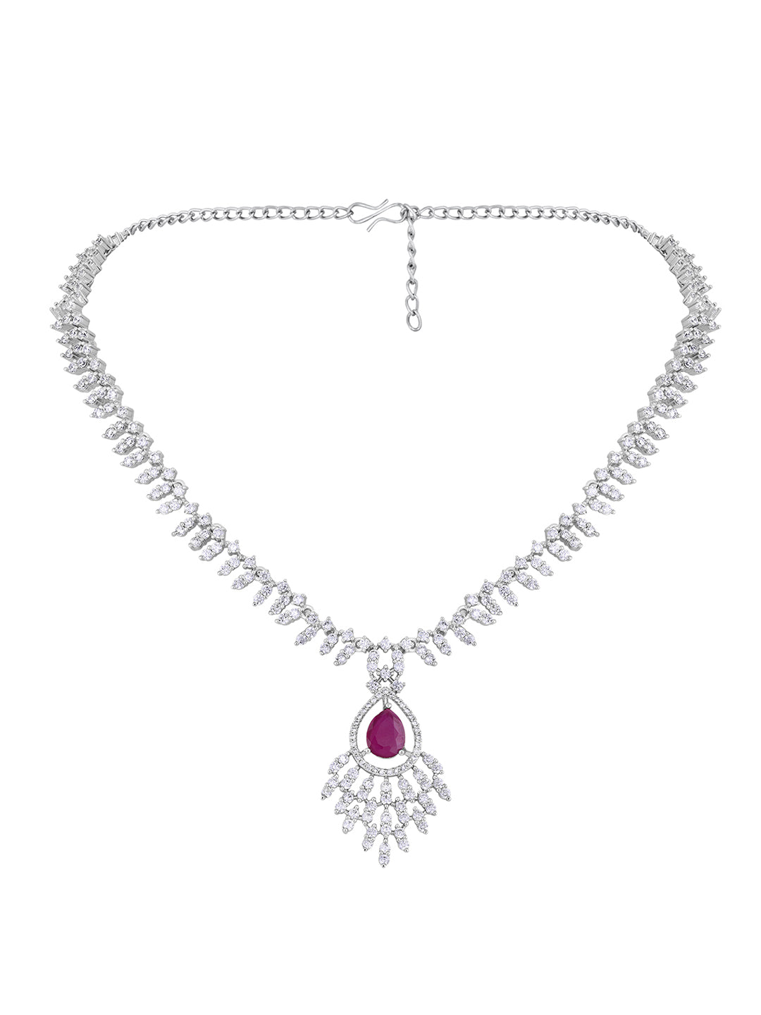 Pink & White Elegance: CZ Stone Choker Set