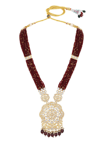 Gold-Plated Pearl Necklace Set With Dangle Earrings