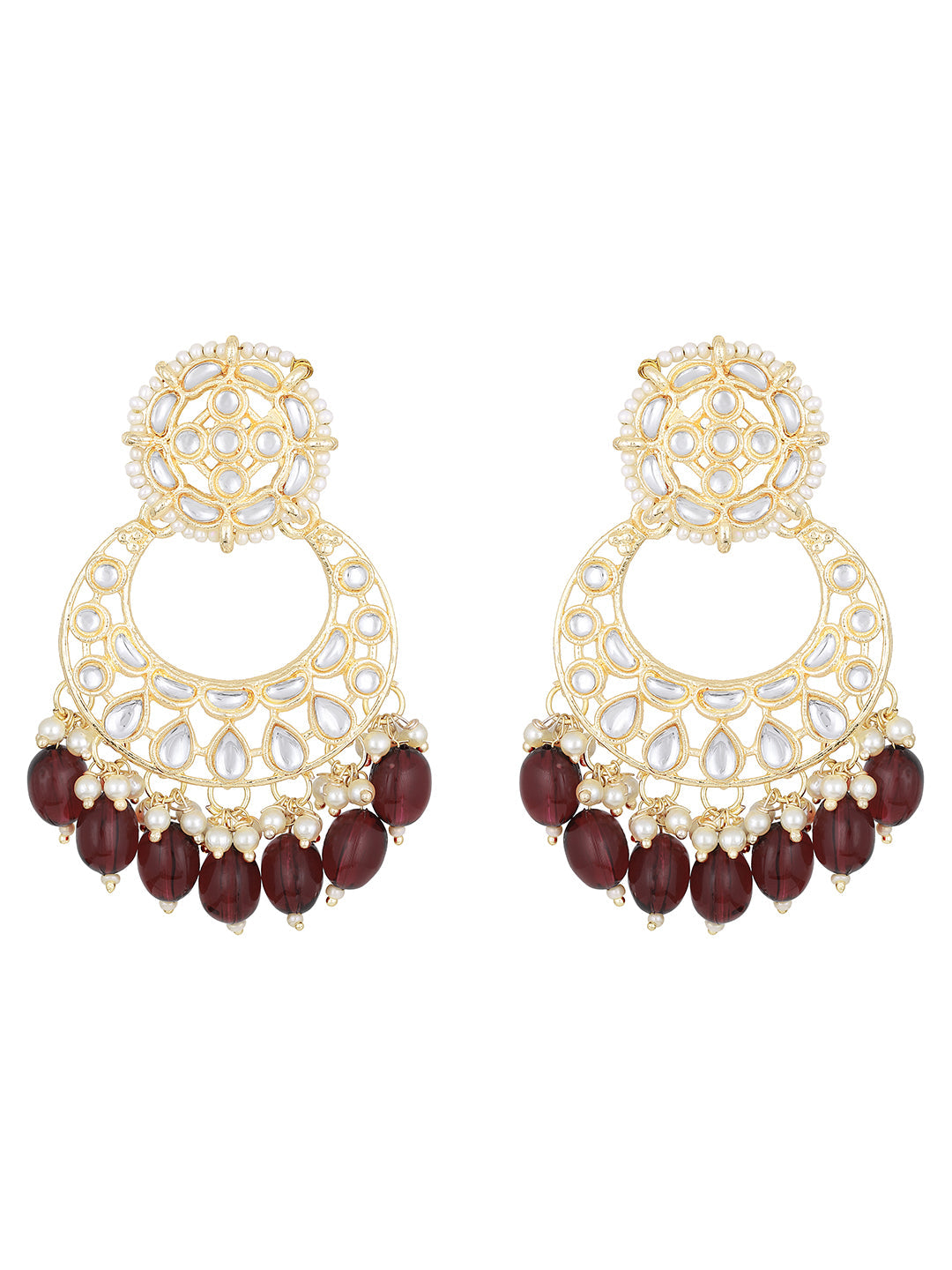 Gold-Plated Pearl Necklace Set With Dangle Earrings