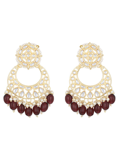 Gold-Plated Pearl Necklace Set With Dangle Earrings