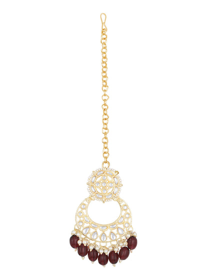 Gold-Plated Pearl Necklace Set With Dangle Earrings