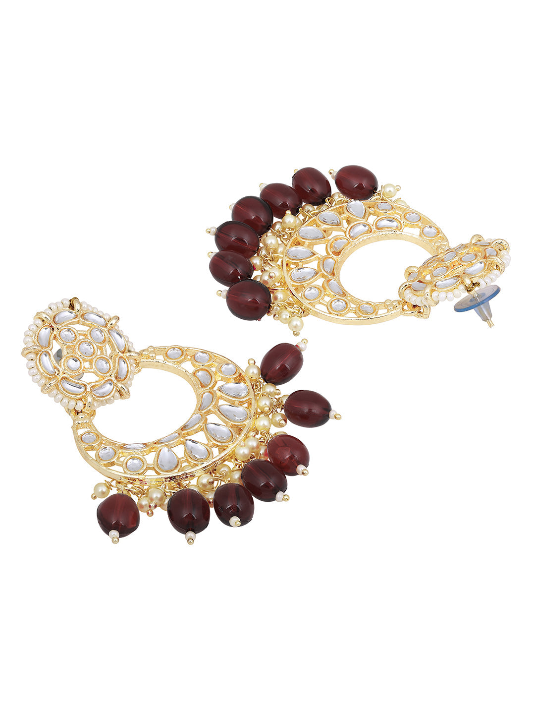 Gold-Plated Pearl Necklace Set With Dangle Earrings